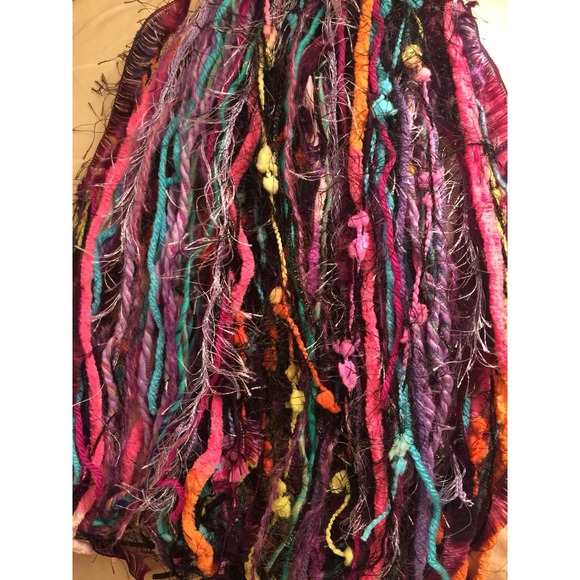Black / Bright tones- Yarn hair fall / clip for Burning Man or festivals #007 - Picture 3 of 6